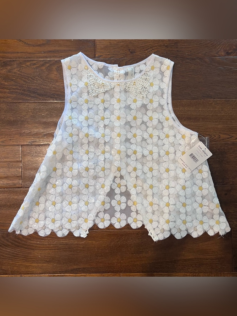 NWT New Romantics (Free People) Floral Sheer Sleeveless Blouse Size S